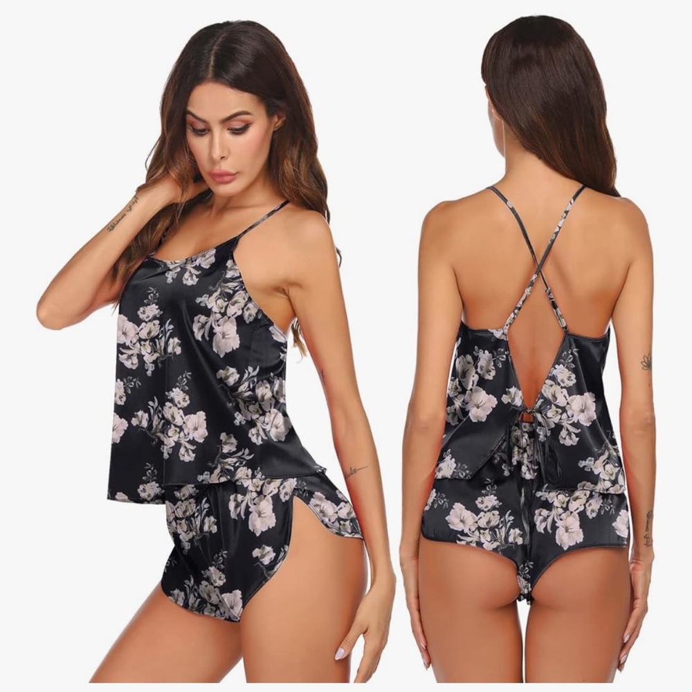 Elegant Floral Satin Pajama Set